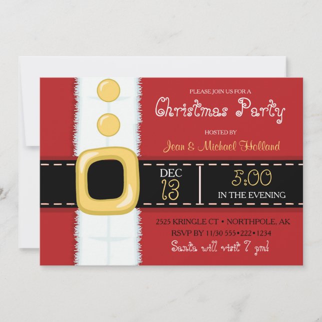 Invitation Costume de Père Noël Fête de Noël (Devant)