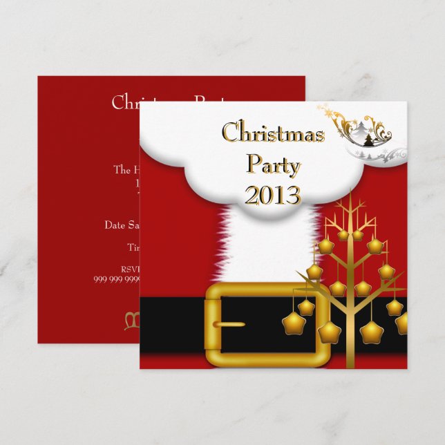Invitation Costume de Père Noël pour soirée de Noël (Devant / Derrière)