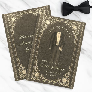 Invitation Costume de proposition de garçon d'honneur en or n