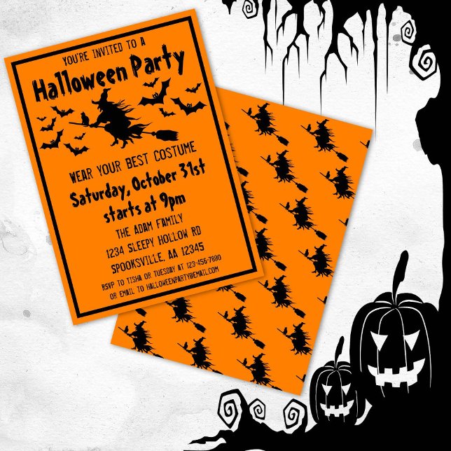 Invitation Costume de sorcière pour fête d'Halloween (Créateur téléchargé)