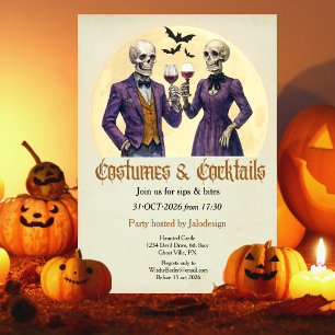 Invitation Costume de squelette élégant Cocktail Party Hallow
