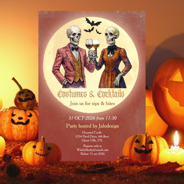 Invitation Costume de squelette élégant Cocktail Party Hallow (Créateur téléchargé)