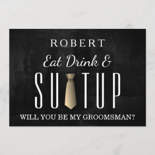 Invitation Costume de tableau noir Serez-vous mon groomsman ?