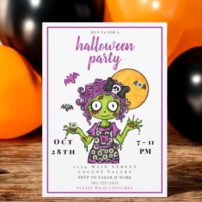 Invitation Costume de zombie mignon pour une fête d'Halloween (Créateur téléchargé)