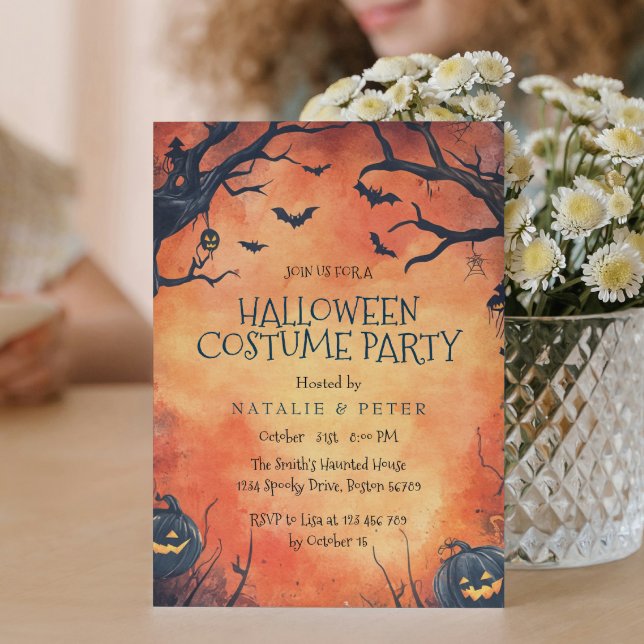 Invitation Costume d'Halloween Citrouille noir (Créateur téléchargé)