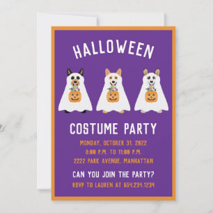 Invitation Costume d'Halloween Corgi Ghost Dogs