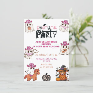 Invitation Costume d'Halloween Cowgirl rose