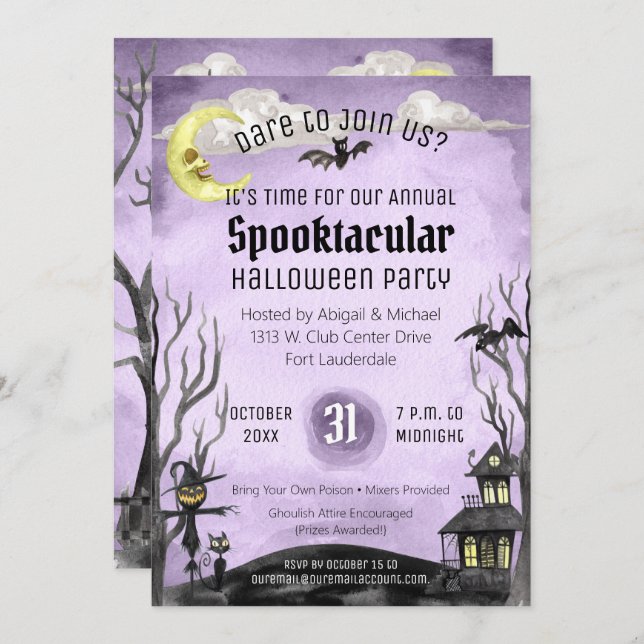 Invitation Costume d'Halloween déplaisant fête Éffrayant viol (Devant / Derrière)
