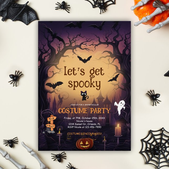 Invitation Costume d'Halloween éffrayant (Spooky Halloween Costume Party Invitation)