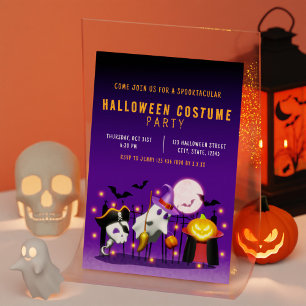 Invitation Costume d'Halloween éffrayant Orange et violet