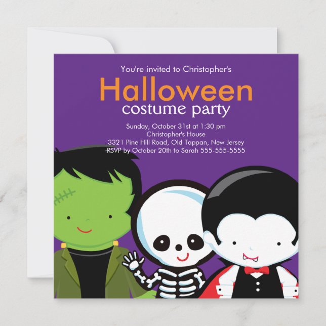 Invitation Costume d'Halloween Monstres (Devant)