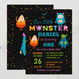 Invitation Costume d'Halloween petit monstre fête d'anniversa