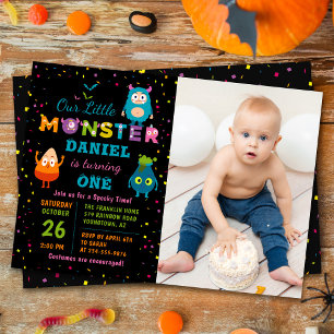 Invitation Costume d'Halloween petit monstre photo d'annivers