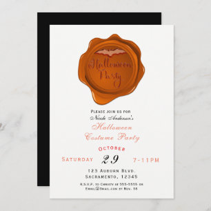 Invitation Costume d'Halloween Seal de cire orange