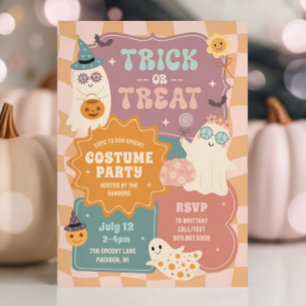 Invitation Costume d'Halloween super Retro Fantômes mignons