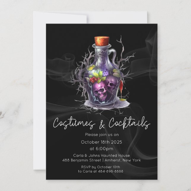 Invitation Costume et cocktails Fête d'Halloween pour adultes (Devant)