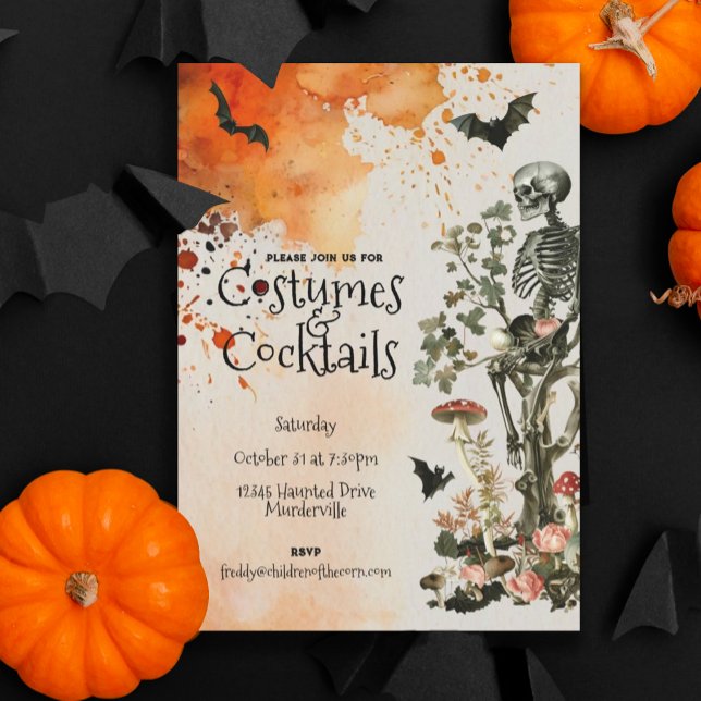 Invitation Costume et cocktails hantés Fête d'Halloween (Créateur téléchargé)