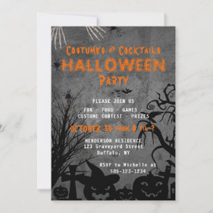 Invitation Costume et cocktails pour adultes Fête d'Halloween