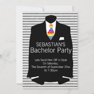 Invitation Costume et cravate arc-en-ciel pour l'enterrement