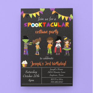 Invitation Costume Halloween Anniversaire Fête Enfant Trick T