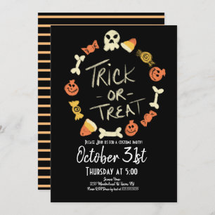 Invitation Costume Halloween Candy Chalk Style Anniversaire I