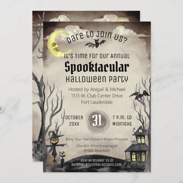 Invitation Costume Halloween déplaisant Soirée Éffrayante Sep (Devant / Derrière)