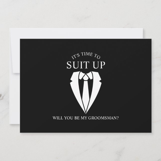 Invitation Costume Mariage noir et Cravate Groomsman Proposit (Devant)
