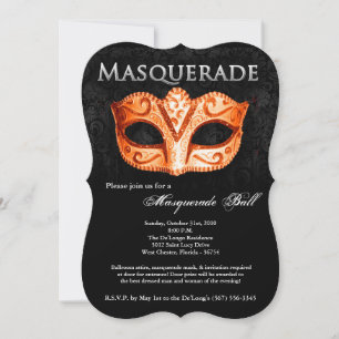 Invitation Costume Mascarade Orange Mascarade Masque Hallowee