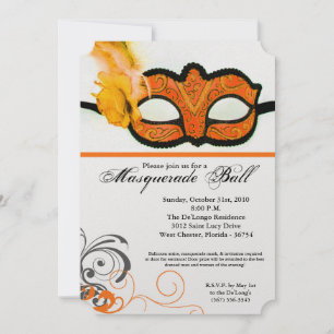 Invitation Costume Mascarade Orange Mascarade Masque Hallowee