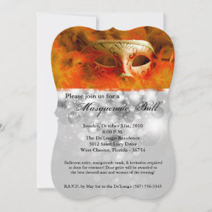 Invitation Costume Mascarade Orange Mascarade Masque Hallowee