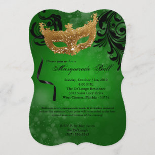 Invitation Costume Mascarade Verte Mascarade Masque Partie Ha