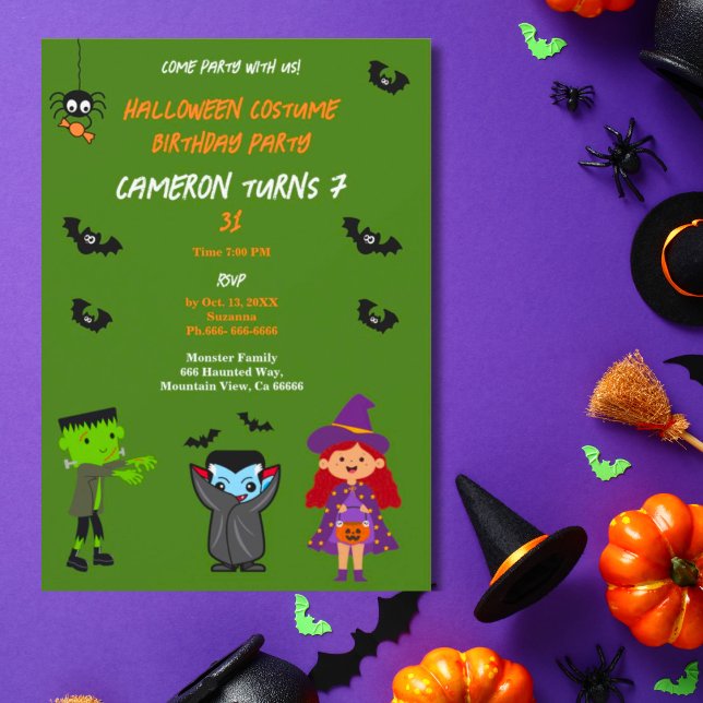 Invitation Costume mignon Halloween Anniversaire Fête Invitat (Halloween Costume Kids Birthday Party.)