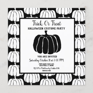 Invitation Costume minimaliste Halloween noir et blanc