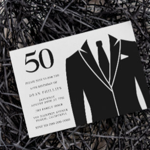 Invitation Costume noir et Cravate 50e anniversaire fête