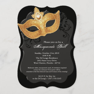Invitation Costume noir Halloween de masque de boule de