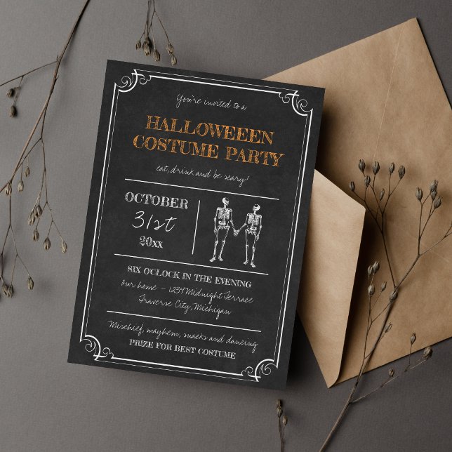 Invitation Costume Orange Noir Halloween Fête (Créateur téléchargé)