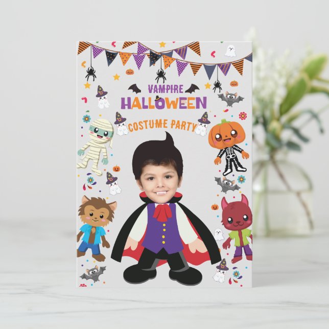 Invitation Costume photo personnalisé Fête Halloween Enfants (Debout devant)