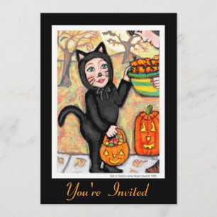 Invitation costumée Retro Black Cat Halloween