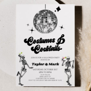 Invitation Costumes Cocktails Disco Skeleton Halloween Party