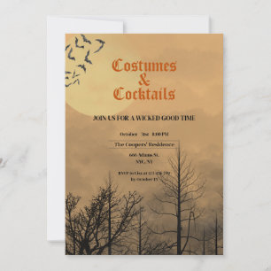 Invitation Costumes & Cocktails Dusk Dark Woods Halloween