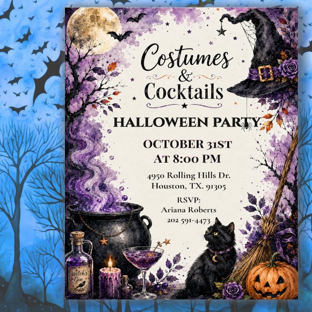 Invitation Costumes Cocktails Fête d'Halloween (Créateur téléchargé)