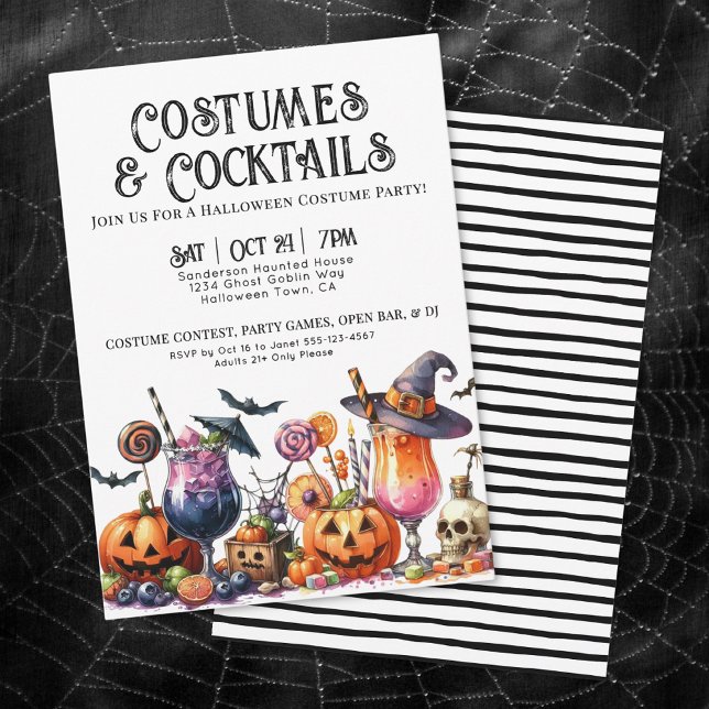 Invitation Costumes & Cocktails Soirée d'Halloween (Costumes & Cocktails Halloween Party Invitation)