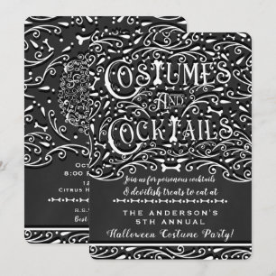 Invitation Costumes & Cocktails Soirée Halloween Vintage Chal