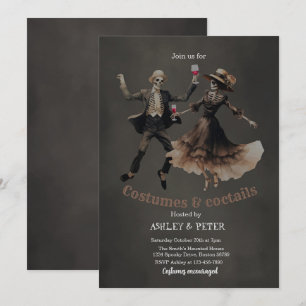 Invitation Costumes & Cocktails Vintage Squelette Halloween