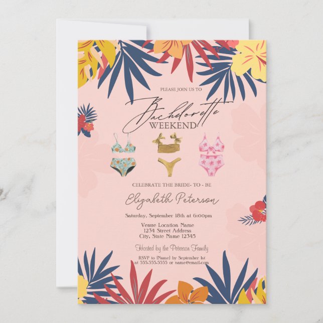 Invitation Costumes de bain Feuille Fleurs Bachelorette Party (Devant)