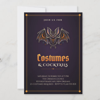 Invitation Costumes de chauve-souris vampire et cocktails Inv