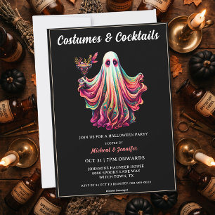 Invitation Costumes de fantômes et cocktails Halloween Party