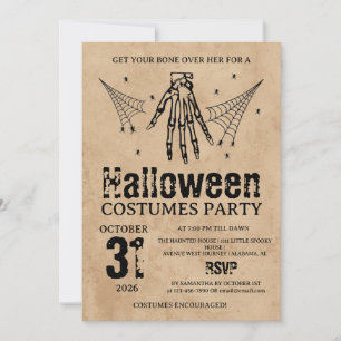 Invitation Costumes de fête d'Halloween à main de squelette v