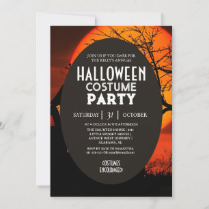 Invitation Costumes de fête d'Halloween Silhouette de coucher