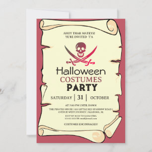 Invitation Costumes de pirate Ahoy Mateys pour la fête d'Hall